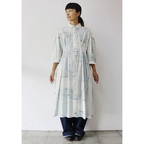 ASEEDONCLOUD アシードンクラウド　Hiraeth map print Classic one-piece #Pale blue 【送料無料】