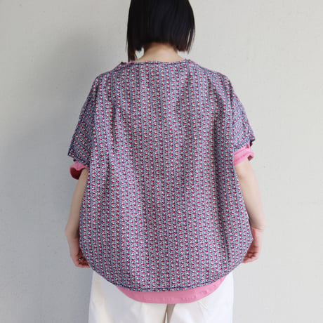 homspun ホームスパン　キャラコ小花プリントBIGブラウス　#スミクロ、ブルー、ブラック