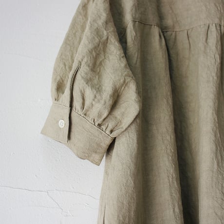 **またまたまた再入荷** LinenYa リネンヤ　リネンスタンドカラーワンピース　#ブラック、ネイビー、ベージュ、チャコール　【送料無料】