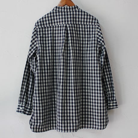 **再入荷**Tigre Brocante ティグルブロカンテ　Indigoギンガムチェックスタンドカラーオーバーシャツ　#インディゴ　【送料無料】