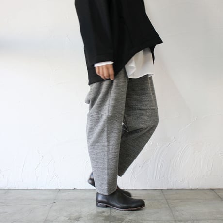 **新色ネイビー追加入荷**　homspun ホームスパン　裏パイル度詰ギャザーパンツ　#ネイビー、ブラック、TOP杢チャコール