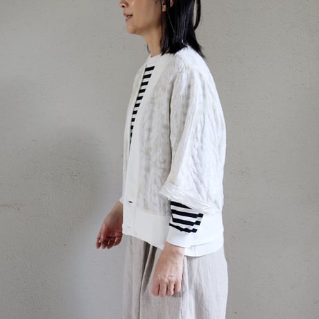 ARTE POVERA アルテポーヴェラ　インドジャガード8分袖カーディガン　#キナリ