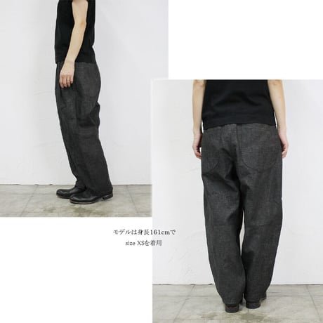 **再入荷** ASEEDONCLOUD アシードンクラウド Ash dyeing linen Sakurashi  Trousers #Black　【送料無料】