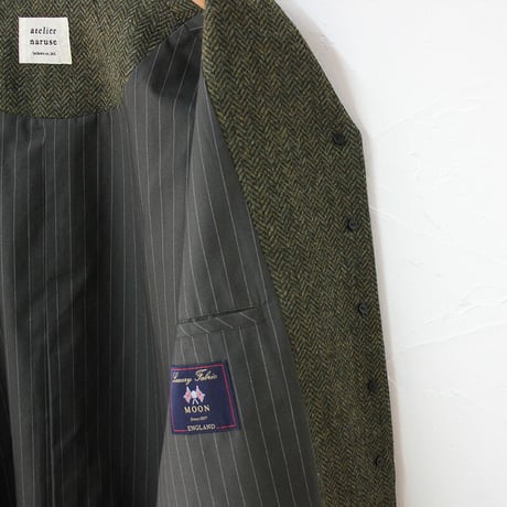 atelier naruse アトリエナルセ　MOON ENGLAND tweed cocoon coat  ツィードコクーンコート  #カーキグリーン　【送料無料】