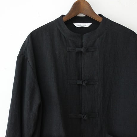 atelier naruse アトリエナルセ　リネンチャイナブラウス　linen Chinese blouse　#ブラック