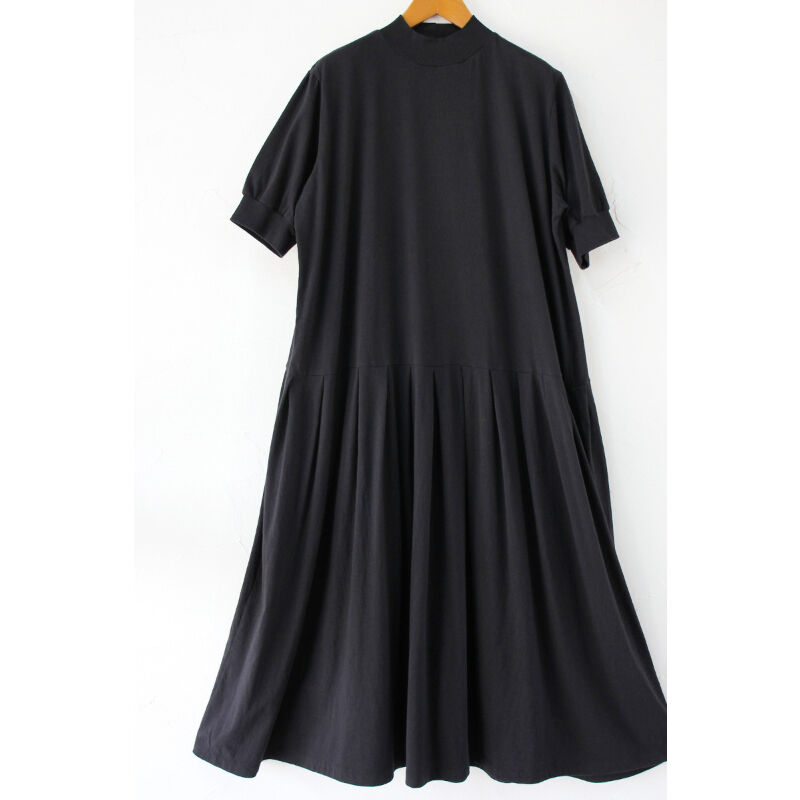 再入荷** homspun ホームスパン 30/1天竺ハイネック半袖ワンピース 再入荷** homspun ホームスパン 30/1天竺ハイネック半袖ワンピース