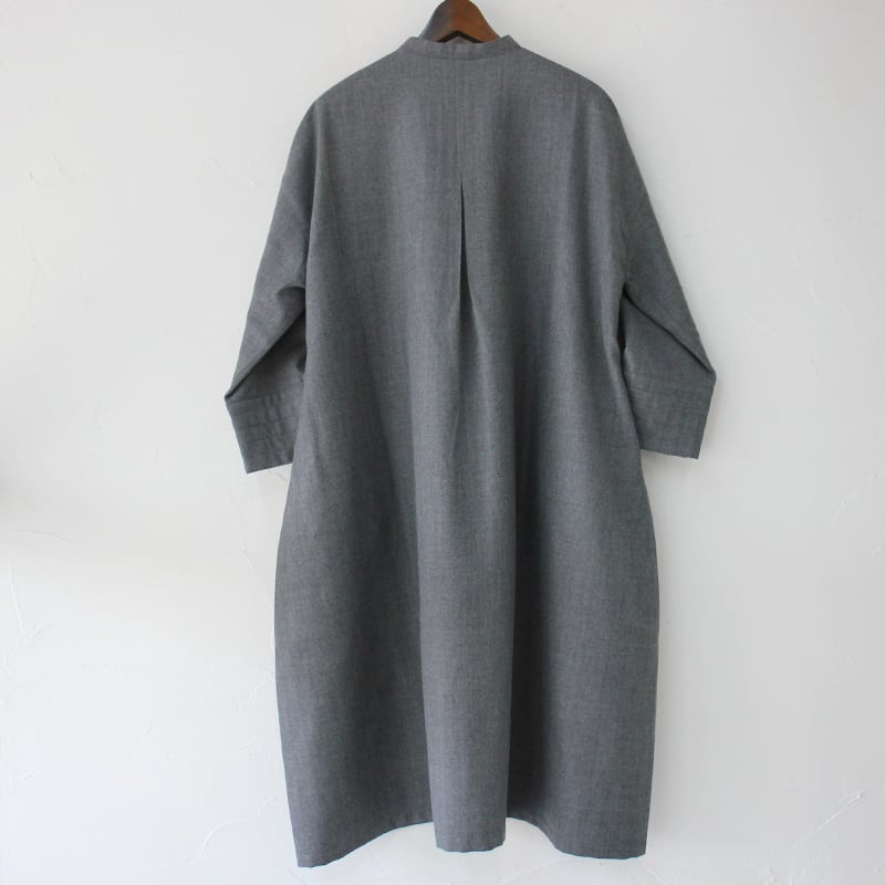LinenYa リネンヤ ウールバンドカラーワンピース #ネイビー