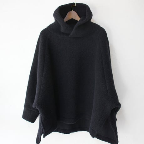 maomade マオメイド　ウール混圧縮フリースBIGBIGフード付きプルオーバー　#ネイビー　【送料無料】