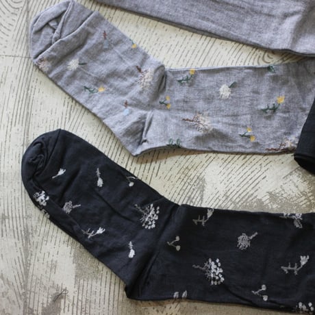 **2026年度分到着**　atelier naruse アトリエナルセ　formal cotton botanical tights ボタニカルタイツ　#グレー、ブラック