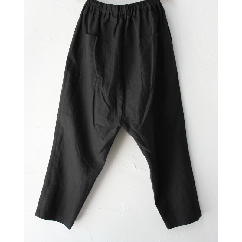 TRAVAIL MANUEL リネンポプリンサドルパンツ #ブラック