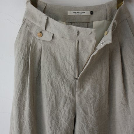 **2026s/s分到着** atelier naruse アトリエナルセ　リネンコクーンダーツパンツ　linen cocoon darts pants　#ベイジュ、チャコール