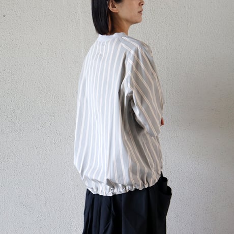**再入荷**atelier naruse アトリエナルセ cotton typewriter shibori hem pullover コットンタイプライター裾絞りプルオーバー #グレイ