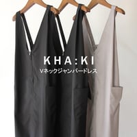 KHA:KI カーキ　Vネックジャンパードレス　#ブラック、グレー 【送料無料】