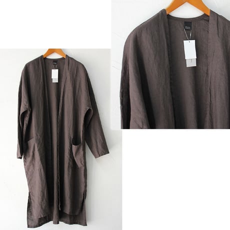 TRAVAIL MANUEL トラバイユマニュアル　フレンチリネンライトローブ　♯チャコールブラウン、ブラック　【送料無料】