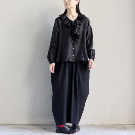 **ブラック再入荷** atelier naruse アトリエナルセ　cotton high twist poplin gaucho pants　コットンハイツイストポプリンガウチョパンツ