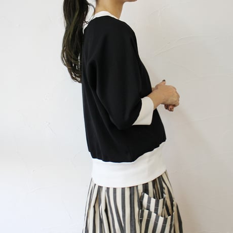 amne アンヌ　GIZA3/4crew　ギザコットン7分袖クルーネック　#イエロー、グリーン、ブラック