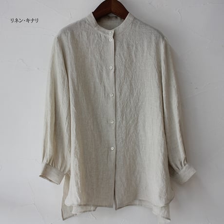 Linenya リネンヤ　リネンスリットセミロングシャツ　#ライトグレー、キナリ