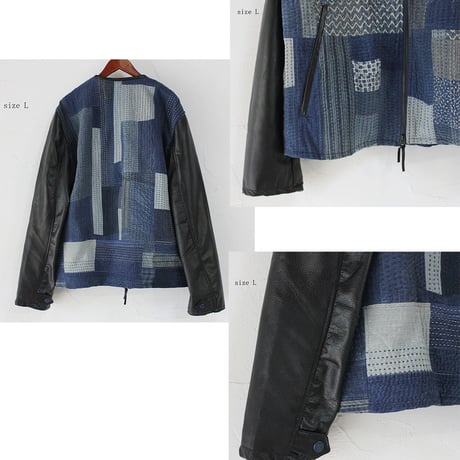FUNSET OF ART ファンセットオブアート　インディゴRANRU刺し子xレザーシングルJK #indigo 【送料無料】