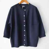 homspun ホームスパン　C/Wハンドカバー付き七分袖カーデ　#ネイビー