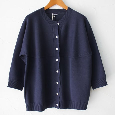 homspun ホームスパン　C/Wハンドカバー付き七分袖カーデ　#ネイビー