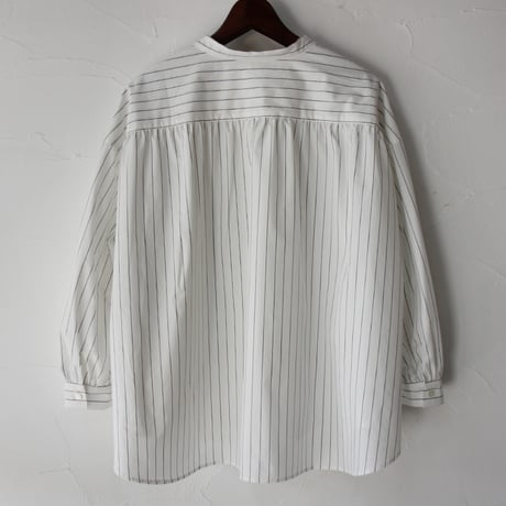 **またまたまた再入荷** LinenYa リネンヤ　コットンタイプライターバンドカラーシャツ　#ホワイト、ネイビー