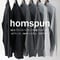 homspun ホームスパン　30/1フライスハイネック長袖プルオーバー　#TOPグレー、TOPチャコール、ブラック