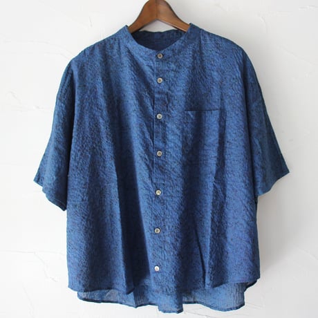 **またまた再入荷** Linenya リネンヤ　HOKKOH LIBERTY バンドカラー半袖シャツ　#インディゴ、ダークインディゴ　【送料無料】