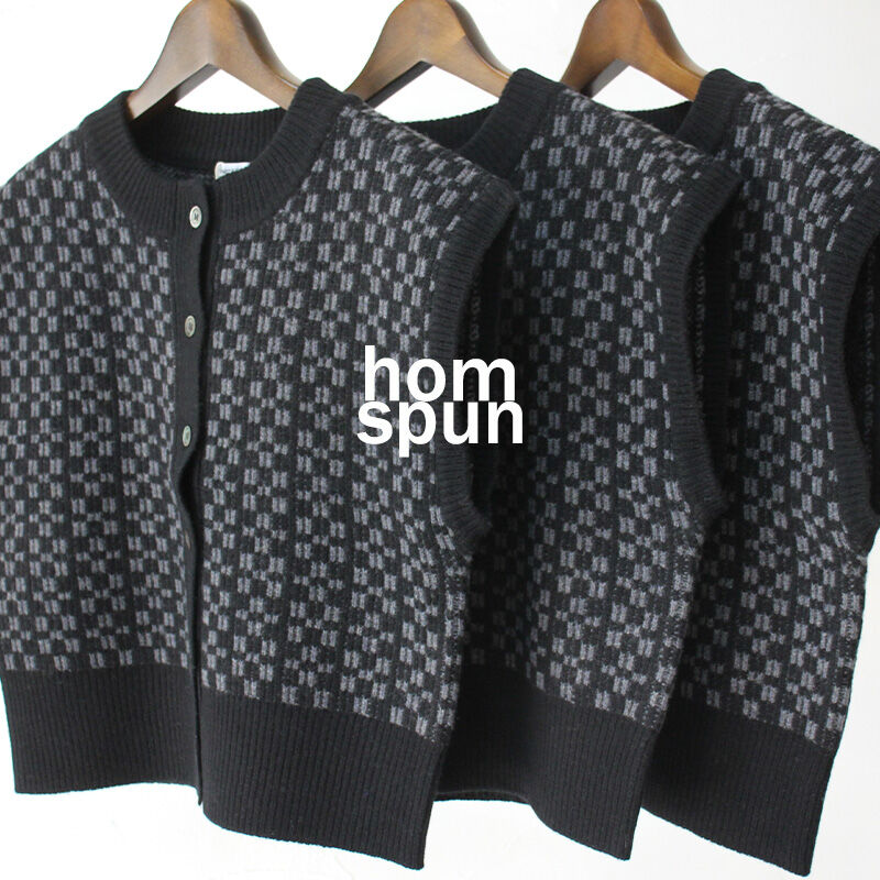 再入荷** homspun ホームスパン メリノウール前開きベスト #アイボリー