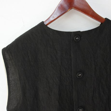 atelier naruse　アトリエナルセ　リネンノースリーブブラウス＋リブ　linen no-sleeve blouse ＋rib　#ブラック