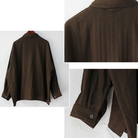 ARTE POVERA アルテポーヴェラ　コットンリネンへリンボン裏毛ボックスシャツ　#キャラメル、ブラウン 【送料無料】