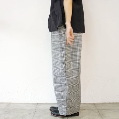 ARTE POVERA アルテポーヴェラ インディゴグレンチェック2タックイージーパンツ　#シロｘインディゴ