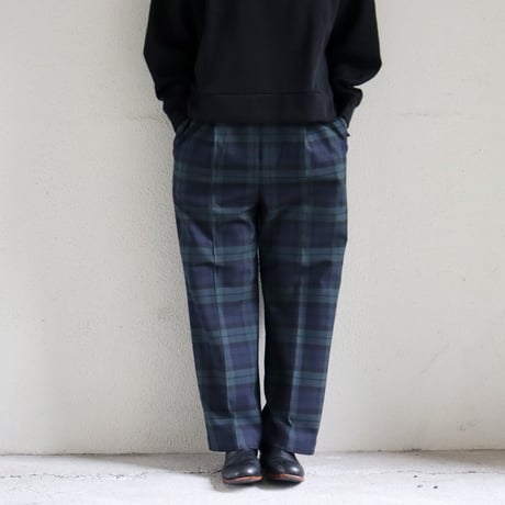 TRAVAIL MANUEL トラバイユマニュアル　T/Rツイルチェック裏起毛１タックスラックス