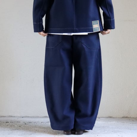 ASEEDONCLOUD アシードンクラウド Melton denim HandWerker wide trousers メルトンデニムワイドトラウザー #ブルー