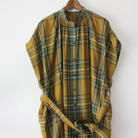 ASEEDONCLOUD アシードンクラウド　jiyusou check cloth smock dress  #キャメル