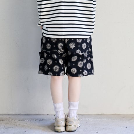 FUNSET OF ART ファンセットオブアート　紋抜染ダブルニーショートパンツ　#ブラック　【送料無料】