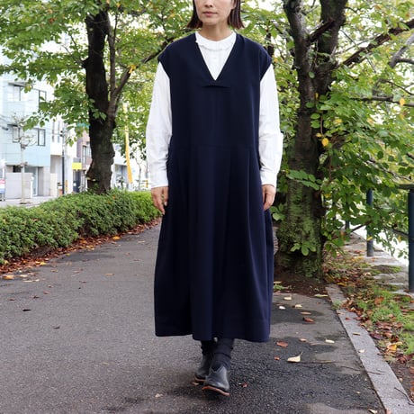 ASEEDONCLOUD アシードンクラウド　Chimney ash wool Study uniform dress #navy  【送料無料】