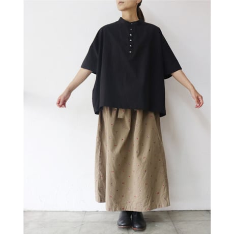 **またまたまた再入荷**Linenya リネンヤ　コットンヘンリーネックブラウス　#アイボリー、ベージュ、ネイビー、ブラック　【送料無料】