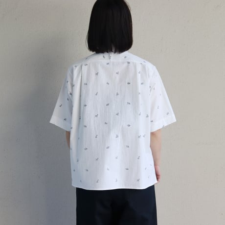 ASEEDONCLOUD アシードンクラウド companion dog print shokuonshitsu workshirts #off white