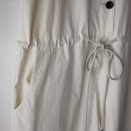 **再入荷** atelier naruse アトリエナルセ　ヴィンテージ馬布コットンオーバーオール　#キナリ、ベイジュ、ブラック