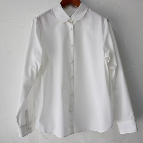 **2026年度分到着** atelier naruse アトリエナルセ cotton round collar shirt コットン丸襟シャツ　#ホワイト