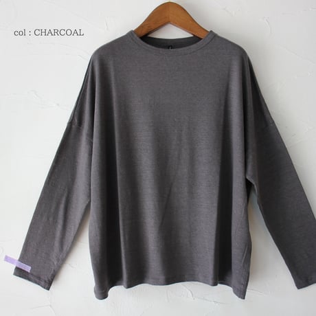TRAVAIL MANUEL トラバイユマニュアル　リネン天竺長袖プルオーバー　#ナチュラル、チャコールグレー、ネイビー
