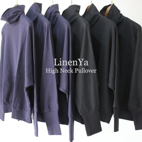**またまた再入荷** LinenYa リネンヤ　コットンハイネックプルオーバー　#ネイビー、ブラック　【送料無料】