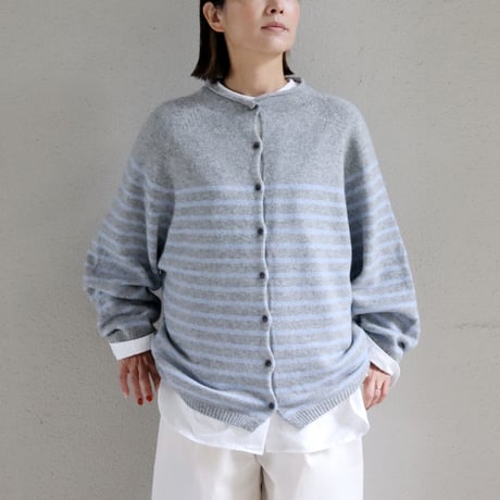 maomade マオメイド　エアーヤーンパネルしましま２WAYプルオーバー　#ネイビー、グレー