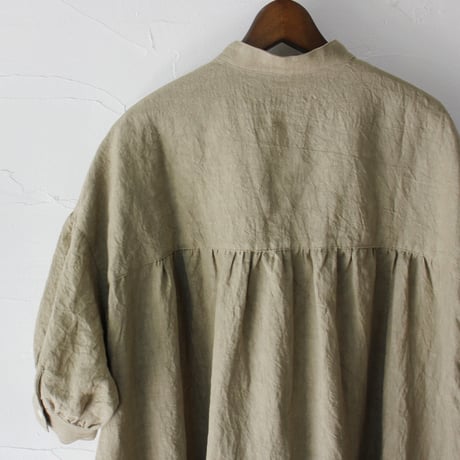 **またまたまた再入荷** LinenYa リネンヤ　リネンスタンドカラーワンピース　#ブラック、ネイビー、ベージュ、チャコール　【送料無料】