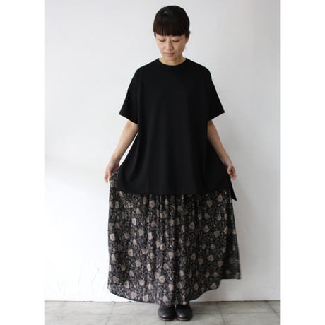 TRAVAIL MANUEL トラバイユマニュアル　アラベスクプリントロングギャザースカート　#ブラック