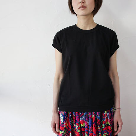 **2024s/s分到着** homspun ホームスパン 30/1天竺キャップスリーブTシャツ　#サラシ、ブラック、ネイビー