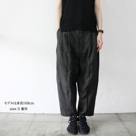 **再入荷** ASEEDONCLOUD アシードンクラウド Ash dyeing linen Sakurashi  Trousers #Black　【送料無料】