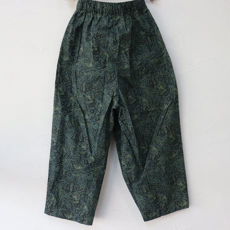 **再入荷**TRAVAIL MANUEL トラバイユマニュアル　ボタニカルプリントスラントリボンパンツ　#グリーン、ブラック