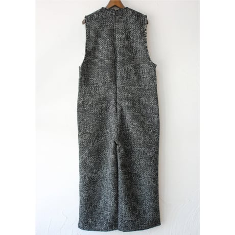**再入荷** KAH:KI カーキ TWEED OVERALLS ツイードオーバーオール　#ブラック　【送料無料】