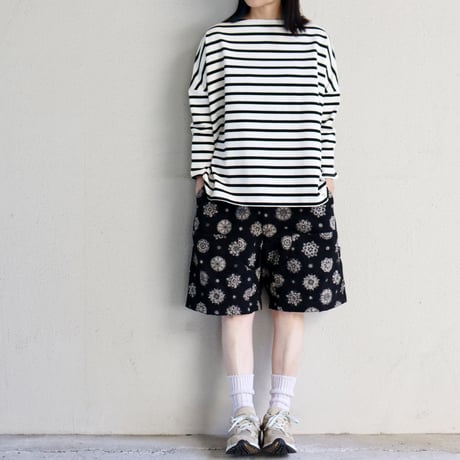 FUNSET OF ART ファンセットオブアート　紋抜染ダブルニーショートパンツ　#ブラック　【送料無料】